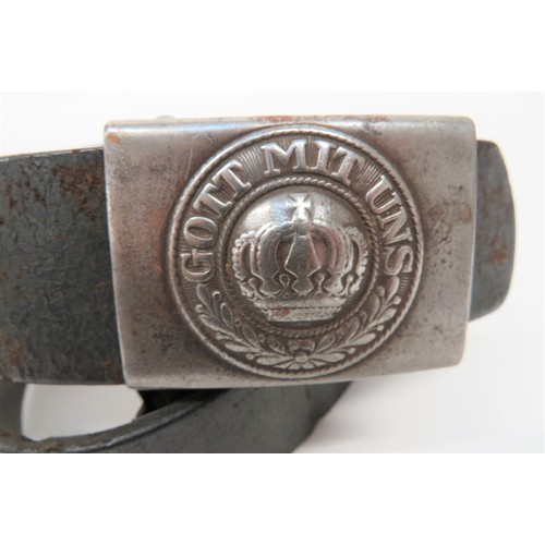 395 - WW1 Imperial German Belt and Buckle Imperial, steel, pressed buckle with central crown and motto Got... 