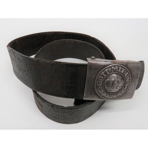 395 - WW1 Imperial German Belt and Buckle Imperial, steel, pressed buckle with central crown and motto Got... 