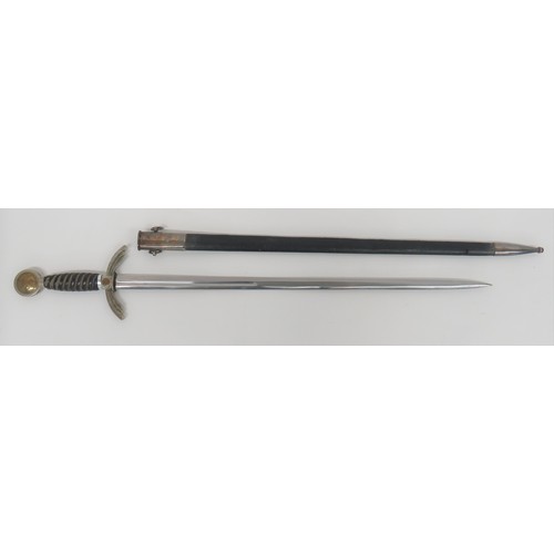 397 - German Third Reich Luftwaffe Officer's Sword clean example. 26 3/4 inch, double edged blade. Short c... 