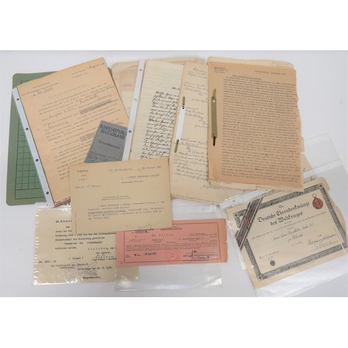 406 - German Third Reich Soldier's Paperwork all relating to Gefreiter Max Muller Res Fubaart Regt 6. Incl... 