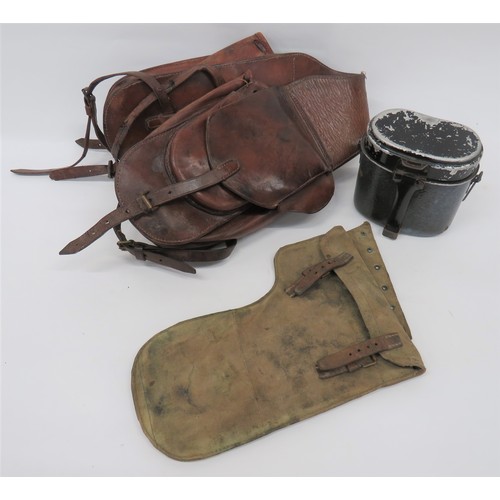 410 - Pair of German Third Reich Horse/Bike Pannier Bags large, brown leather, double pouches with smaller... 