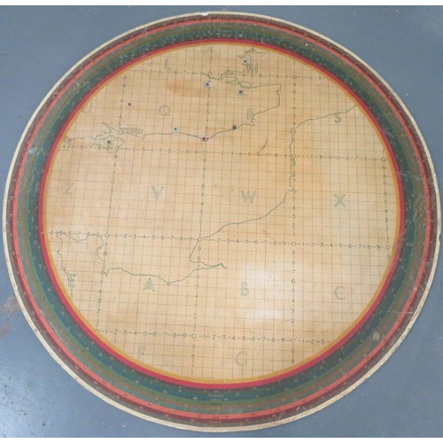 419 - Rare Possibly Unique Aircraft Plotting Table circular table top. The edge with various scale marking... 