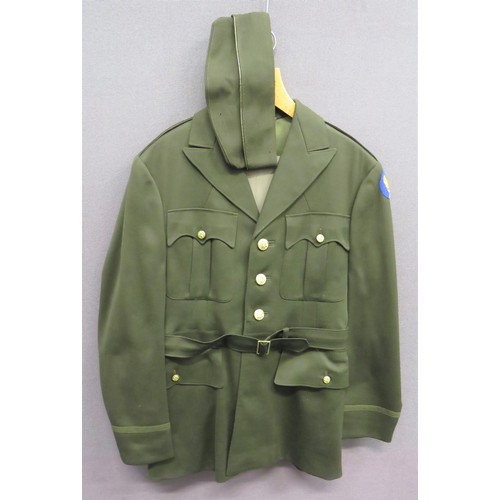 421 - WW2 Pattern USAAF Service Tunic, Trousers and Garrison Cap khaki green, single breasted, open collar... 