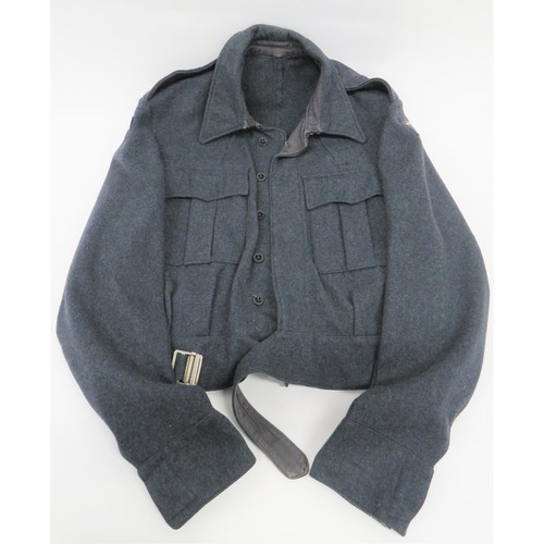 435 - WW2 RAF War Service Battledress Jacket blue grey, single breasted, closed collar, short jacket. Lowe... 