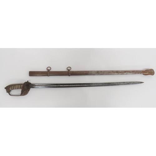 451 - Victorian 1831 Pattern Royal Navy Officer's Sword 30 inch, single edged, slightly curved blade with ... 