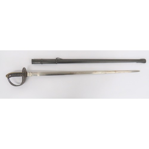 464 - Swedish M1893 Cavalry Sword 37 1/2 inch, double edged blade with central fuller. The forte marked E ... 