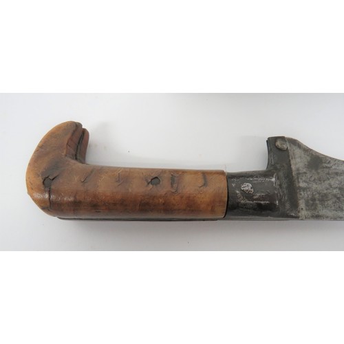 628 - 19th Century Indian Kard 11 inch, single edged blade. Large steel ferrule. Polished bone slab grips ... 