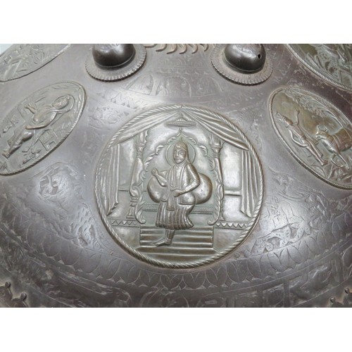 170 - Impressive 19th Century Indian Steel Panelled Shield 29 inch diameter, circular, rolled edge shield.... 