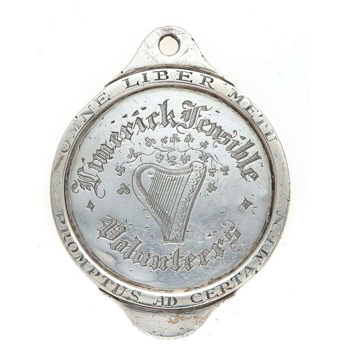 98 - Irish. Limerick Fensible Volunteers George III 1808 Dublin hallmarked silver shooting medal.Good rar... 