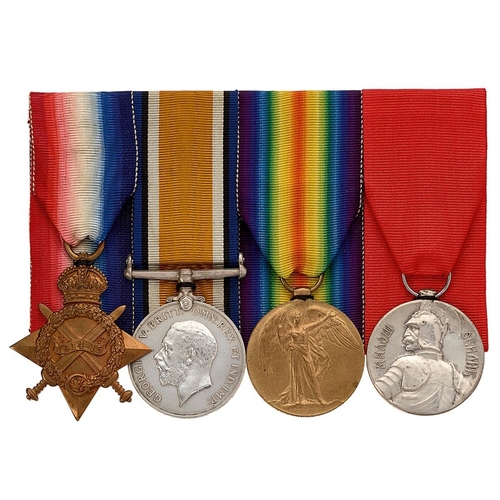 267 - WW1 9th Bn Border Regiment Serbian Silver Medal 1917 Casualty Group of Four Medals. Awarded to 14094... 