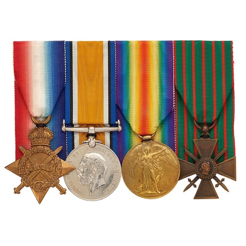 268 - WW1 7th Bn King Own Regiment French Croix de Guerre Group of Four Medals.Awarded to 1-11991 Private ... 