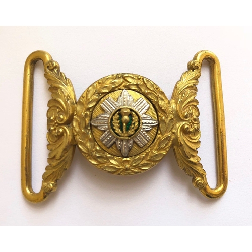 Scots Guards Officer waist belt clasp. Very fine rich gilt laurel ...