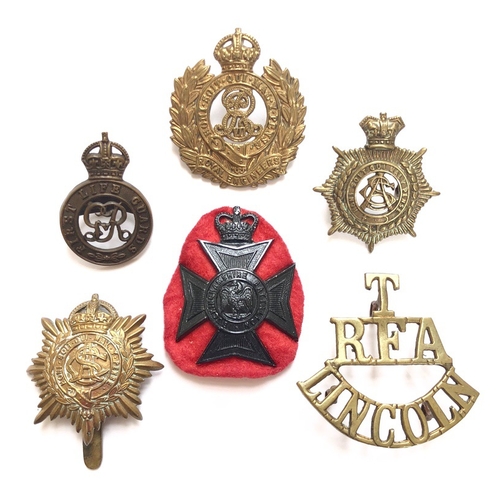 117 - 5 military cap badges and a shoulder titleFirst Life Guards (bronzed on blades) ... Royal Engineers ... 