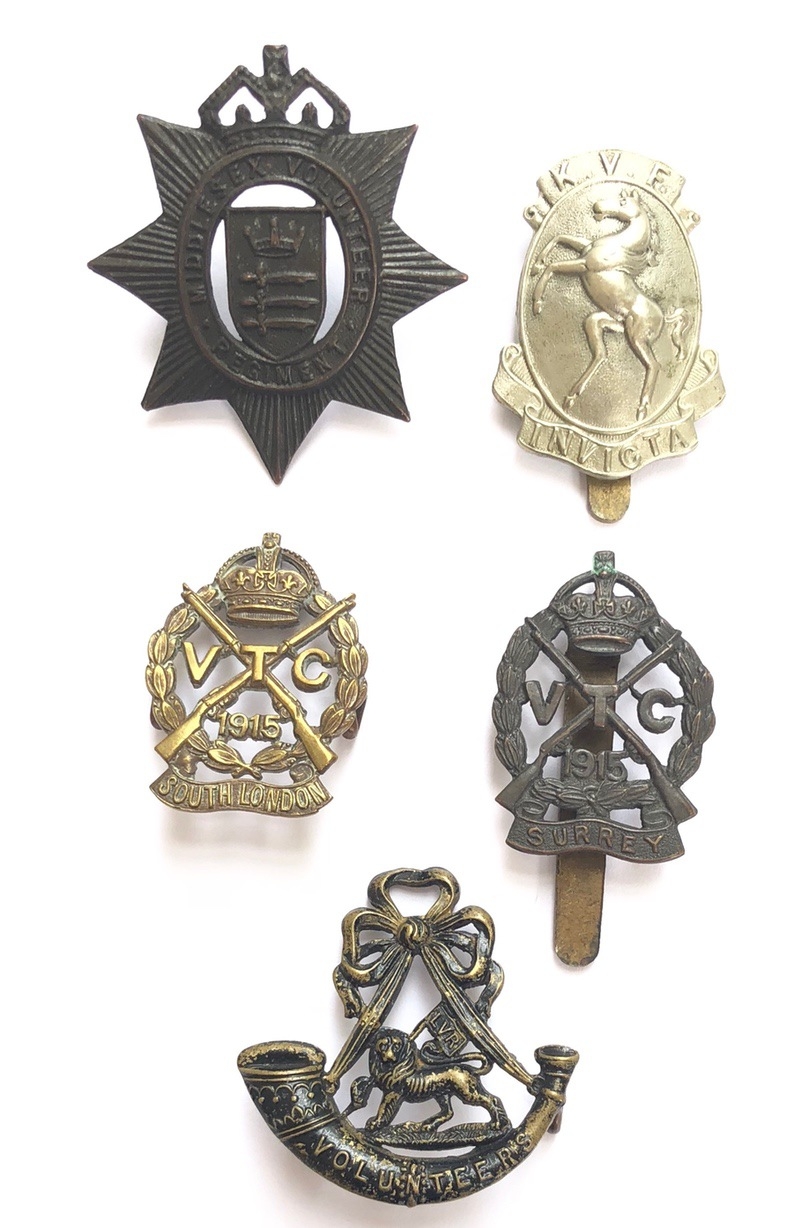 5 Volunteer Training Corps WW1 VTC cap badges.Middlesex Volunteer ...