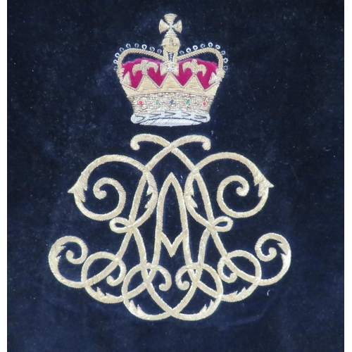 152 - Post 1953 Royal Artillery Band Drape
dark blue velvet drape with lower gilt fringe.  Central, b... 