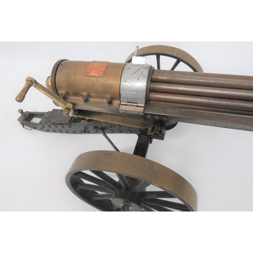 156 - Well Made 20th Century Model of a Gatling Gun
22 inch long, 10 inch high, well made model.  Ten stee... 