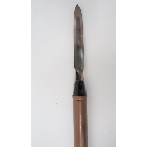 174 - Fine Quality Japanese Nageyari Spear
4 1/2 inch, quadrangular, polished steel head.  Lower copp... 