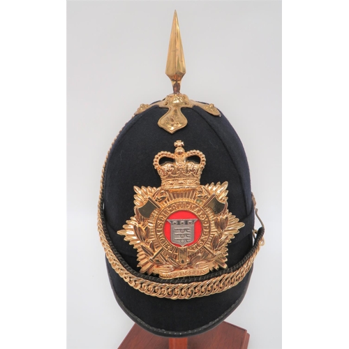 236 - Post 1953 Royal Logistic Corps Bandsman Home Service Helmet
black melton cloth, four panel crown. &n... 