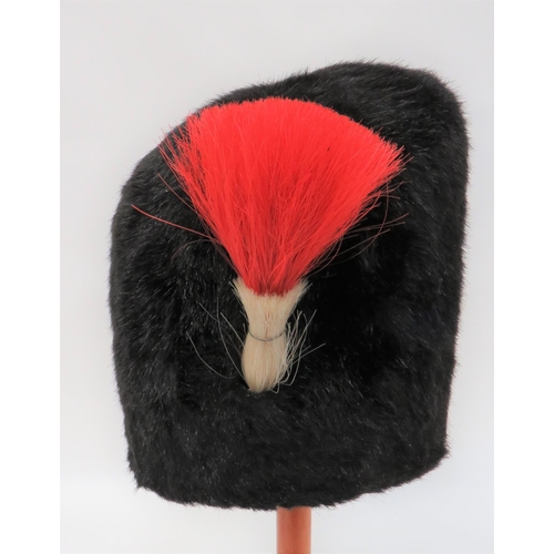 237 - Current Fusiliers Busby
black, short fur busby.  The right side with red over white, short hors... 