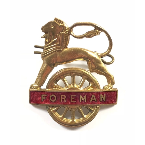 138 - British Railways Midland Region Foreman Cap Badge
A brass and enamel example complete with loop fitt... 