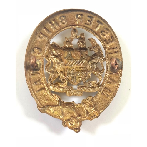 165 - Manchester Ship Canal Cap Badge.
A gilt and enamel example complete with loops.