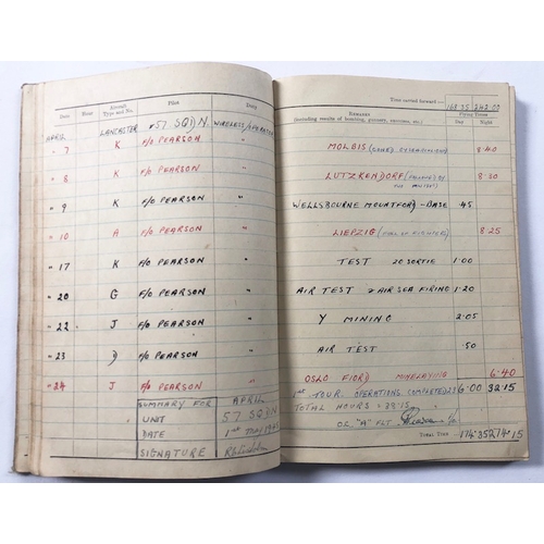6 - WW2 57 Squadron Wireless Operators Medals & Log Book. .Awarded to Sergeant R. Chisholm who compl... 