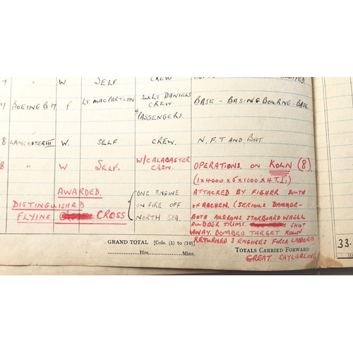 7 - WW2 RAF Pathfinder Squadron DFC Medal Group, Log Books etc. .A fine DFC medal group awarded to Squad... 