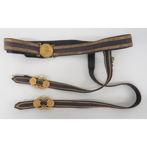 124 - RAF Officer's Air Officer's Kings Crown Sword Belt.A good and rare George V / VI example of blue sil... 