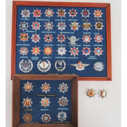 175 - City and Airport Fire Brigade Cap Badges
chrome and enamel examples include States of Guernsey ... S... 