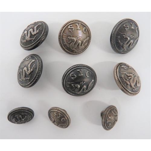 177 - Shanghai Yacht Club Chinese Pre WW2 Silver Buttons. A rare set of six full size and three small size... 