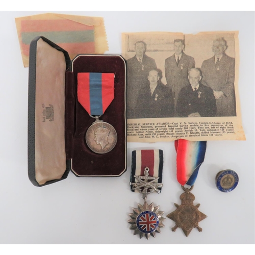 186 - HM Sheerness Dockyard Imperial Service Medal.
A George VI example awarded to “ARTHUR NETTLE”. Contai... 