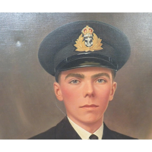 224 - WW2 Period Oil Painting of a Naval Officer
25 x 32 inch, oil on canvas of a RNVR Lieutenant in servi... 