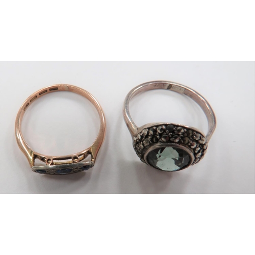 319 - Two Dress Rings
consisting 9 ct. gold ring with sapphire and diamonds.  Together with a silver ... 