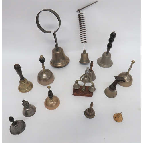 333 - Selection of Various Bells
including 2 x brass doorbells, complete with fixing spring ... Shire hors... 