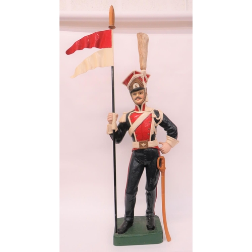 337 - Carved and Painted Wooden Figure of a Napoleonic Lancer
standing figure of a Lancer with plumed, Lan... 