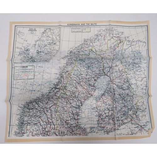 35 - WW2 RAF Silk Escape Map of Scandinavia and The Baltic
colour printed, double sided map 