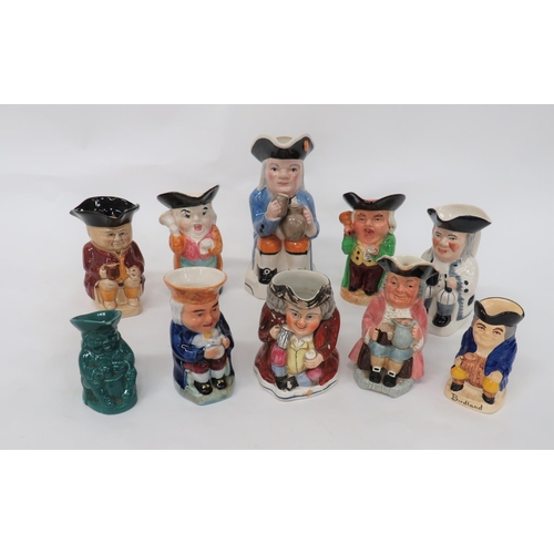 350 - Ten Various Toby Jugs
including Tony Wood example ... Green glazed, small example ... 2 x Town Crier... 