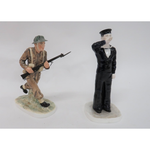 372 - Coalport King & Country Series Soldier & SailorComprising: Charging soldier bayonet fixed nu... 