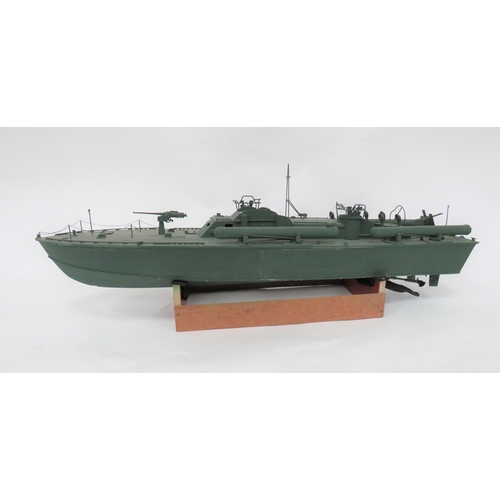 438 - Model Motor Torpedo Boat
34 inch, wood and composite MTB.  The deck fitted with machine gun tur... 