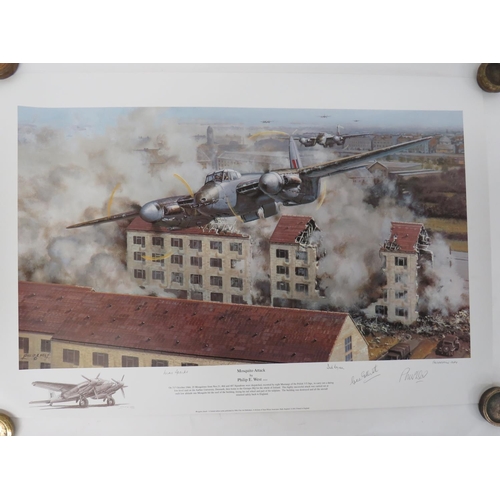 95 - Mosquito Attack Operation Jericho Amiens Prison Raid Presentation Edition Print Three Crew Signature... 