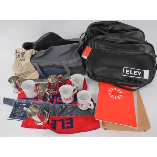 199 - Eley Cambridge Advertising Items
including 2 x grey composite bags printed 