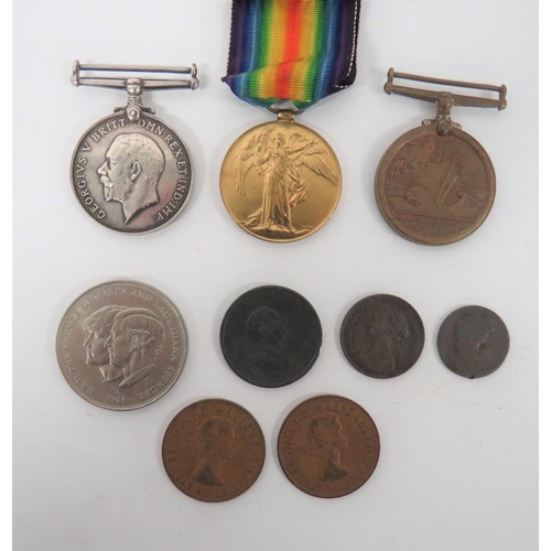 221 - Small Selection of Various WW1 Medals
consisting Mercantile Marine medal named 