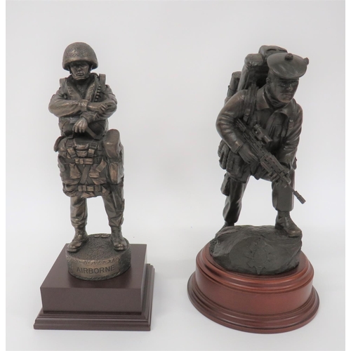 241 - British Paratrooper & Black Watch Soldier Cold Cast Bronze Military Figures.Comprising: An impre... 