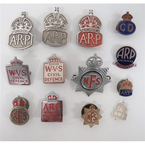 245 - WW2 Home Front ARP Badges.Comprising: ARP Fire Service BFS & Co Ltd. ... 3x Silver ARP Lapel bad... 