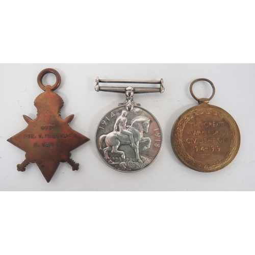 263 - WW1 Royal Warwickshire Regiment Gallipoli Group of Three Medals.Awarded to 8572 PTE W. FREEMAN R.WAR... 