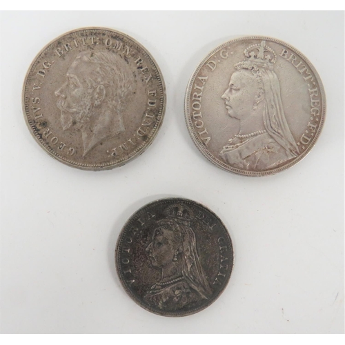 273 - British Victorian Coin 1891 & George V 1935 Crown.
Accompanied by a Victorian half crown 1887. (... 