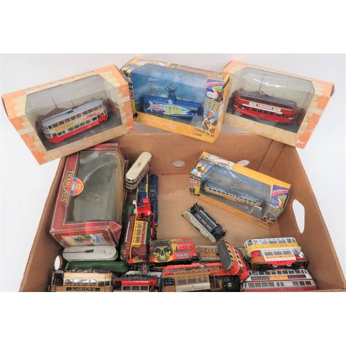 467 - Selection of Model Trams
including boxed Corgi Blackpool Brush tram Brannigans ... Corgi Blackpool r... 