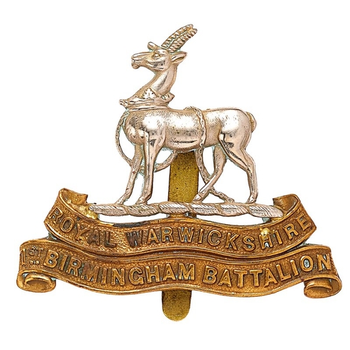 157 - 14th (Service) Bn. (1st Birmingham) Royal Warwickshire Regiment ''Birmingham Pals'' WW1 cap badge.  ... 