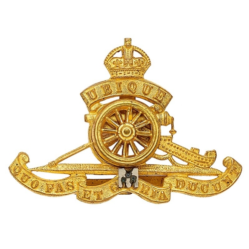 175 - Militia Artillery Edwardian Officers cap badge circa 1902-08.  Fine scarce die-stamped gilt crowned ... 