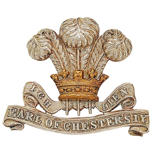 185 - Earl of Chester's Imperial Yeomanry pre 1908 cap badge. Good scarce die-stamped white metal Prince o... 